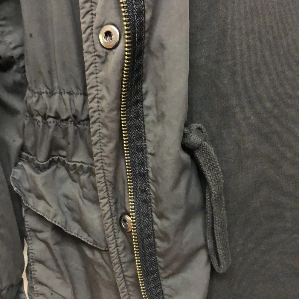James Perse Cotton Blend Olive Green Gray Army Utility Jacket Hood 2 S 6 8 - Picture 9 of 11